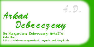 arkad debreczeny business card